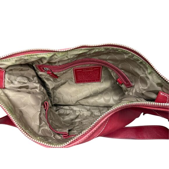 Vtg Coach Legacy Slim Duffle Shoulder Bag Red Leather Adjustable Strap 9188 - Picture 6 of 10